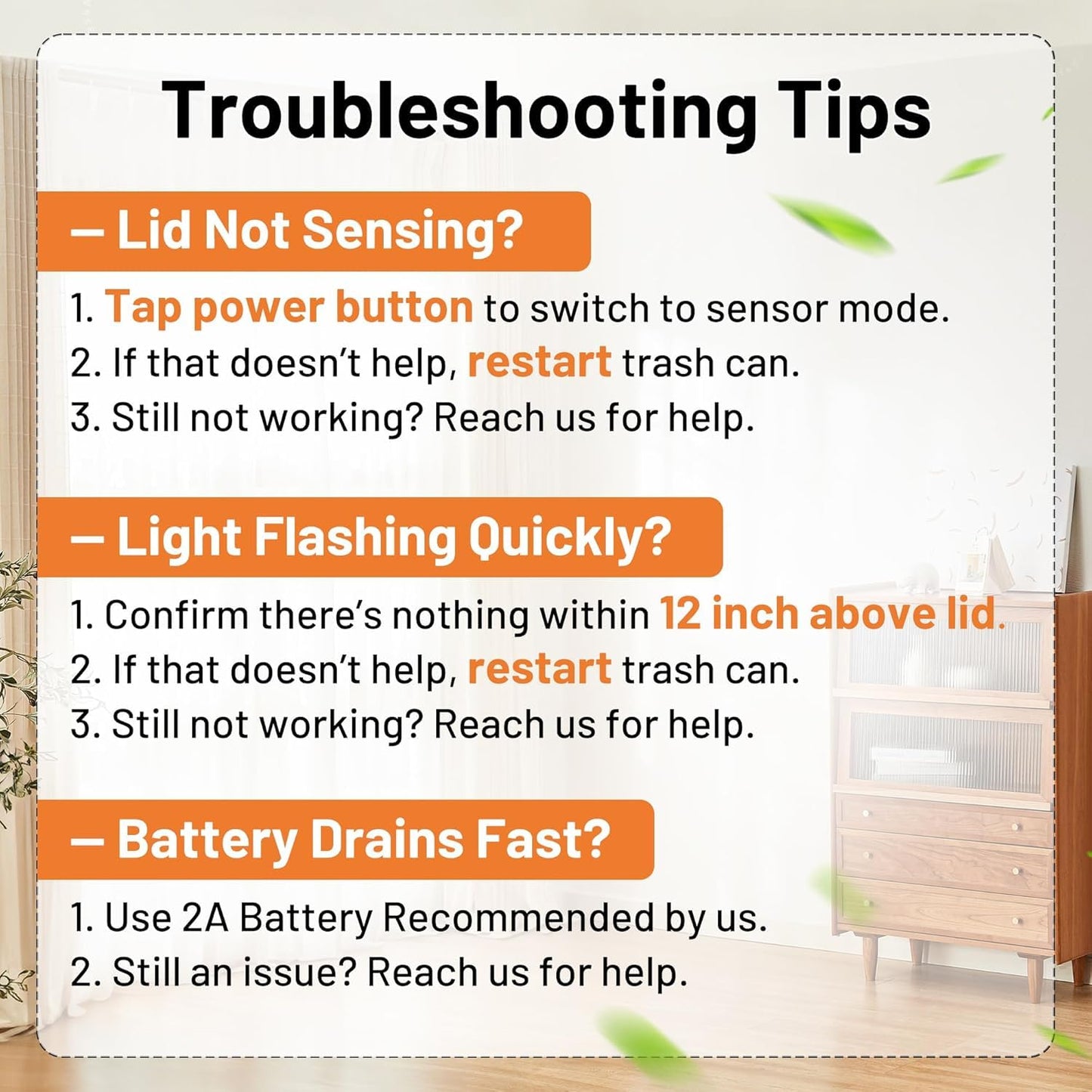 2 Pack 2.7 Gal Bathroom Trash Can with Lid, Automatic Trash Can Small Smart Garbage Can Touchless, Slim Motion Sensor Waterproof Plastic Trash Bins for Bedroom Office Kitchen Toilet Black