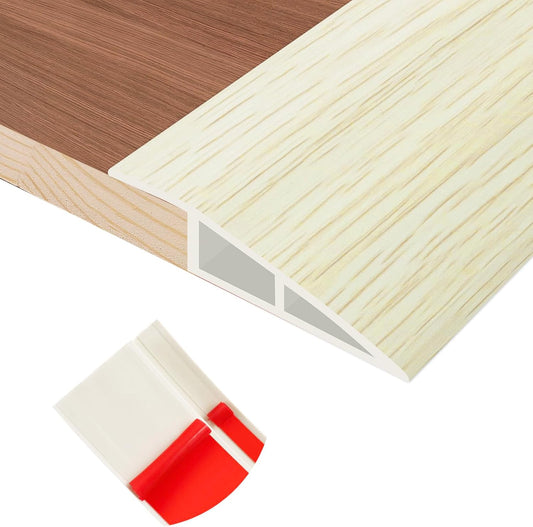 Floor Transition Strip Self Adhesive Vinyl Door Threshold for Doorways Carpet Edging Trim Overlap Edge Reducer for Laminate Floor, Carpet, Tile (Beige Wood Grain, 3/5" to 4/5", 3.3Ft)