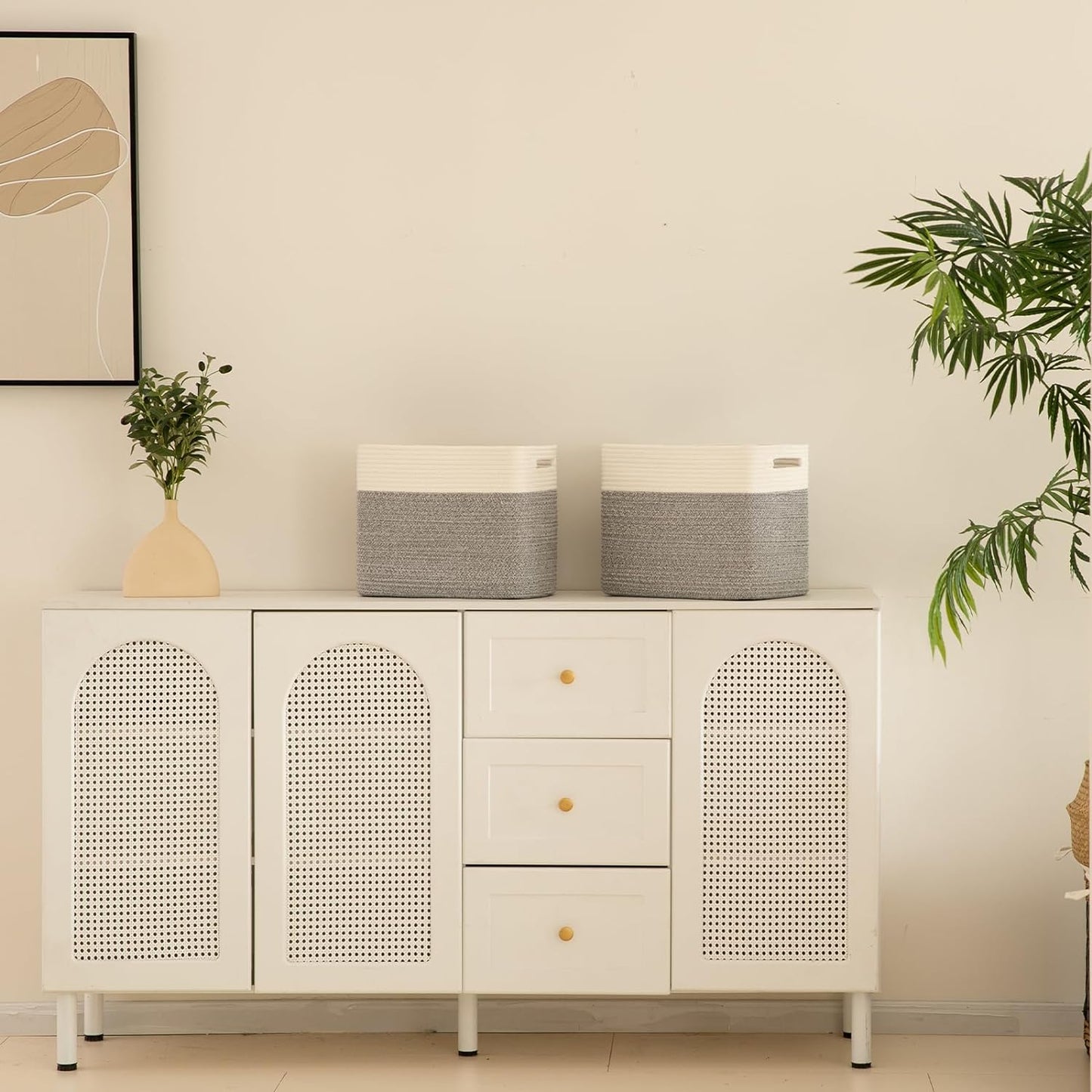 OIAHOMY Storage baskets for Shelf, Toy Storage Basket, Collapsible Storage Bins, Blanket Basket Living Room, Closet Storage for Bedroom, 15 x 9.8 x 11.8 Inches-Pack of 2-Grey, FSB-H-P-01