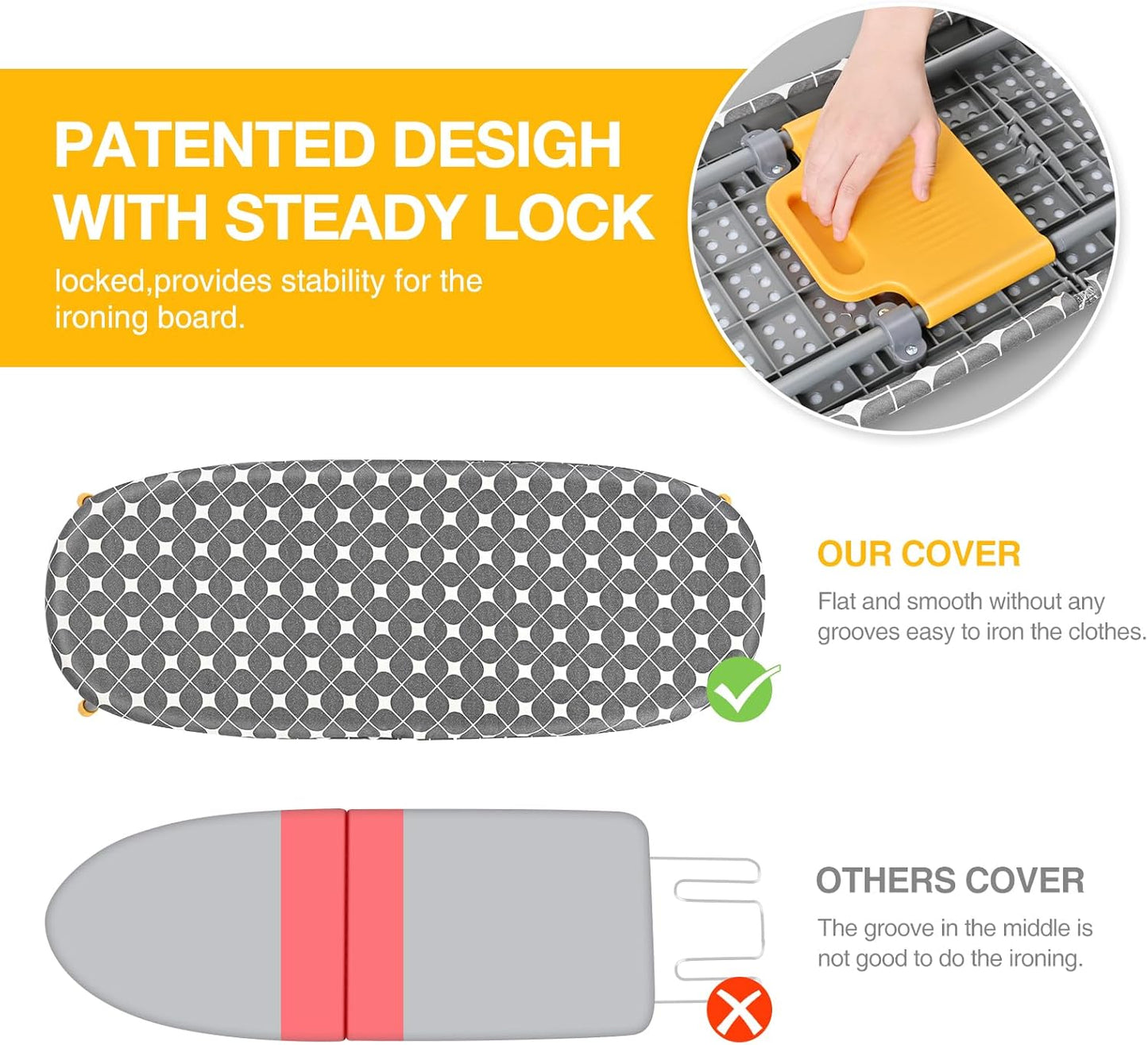 APEXCHASER Foldable Ironing Board, Tabletop Small Board with Heat Resistant Covers, Portable Folding Mini Non-Slip Feet for Home, Laundry Rooms, Dorms, Travel Use, Yellow