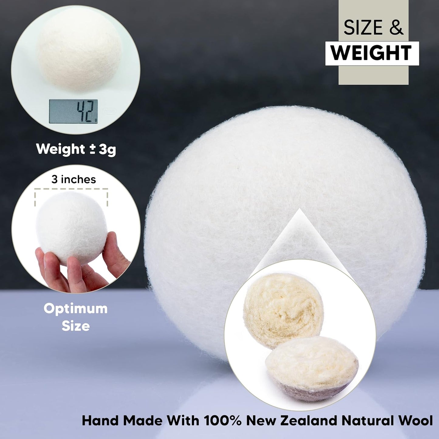 RAYTRADE Wool Dryer Balls 6-Pack 100% Made of Organic New Zealand Wool Reduces Clothing Wrinkles and Saves Drying Time Reusable Natural Fabric Softener Stocking Stuffer Gifts