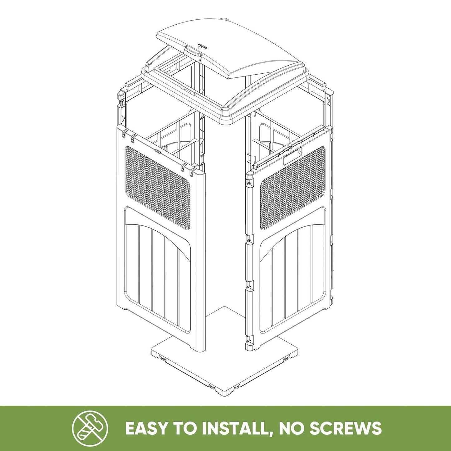 Patiowell 36 Gallon Outdoor Trash Can, Resin Outdoor Garbage Can with Lid for Patio, Backyard, Deck, Gray (2 Pack)