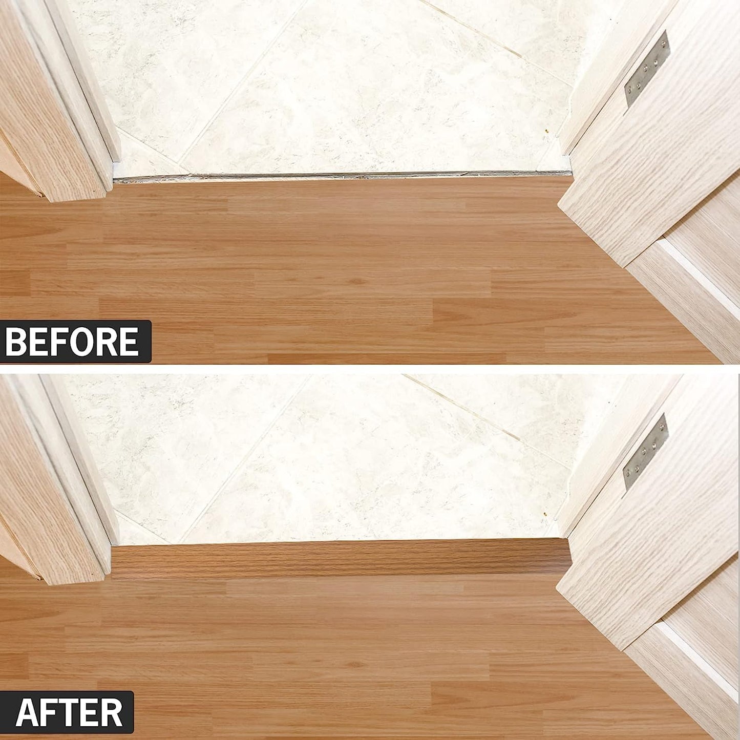 5Ft Floor Transition Strip Self Adhesive Vinyl Cover Floor Strip Flat Divider Transition Strip Wood Grain Design for Laminate Floor Gaps and Doorway Transitions (5Ft x 2 Inch, Light Brown)