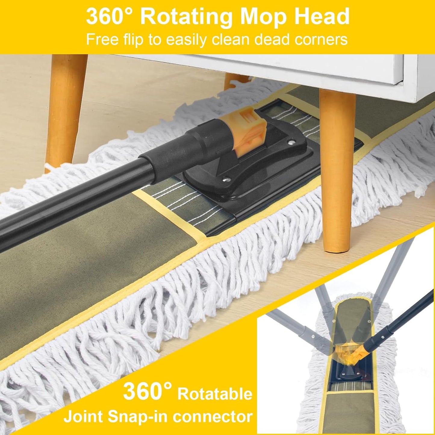 36" Commercial Dust Mops for Floor Cleaning with Replacement Mop Pad, Heavy Duty Large Dust Mop for Hardwood Floors,Industrial Floor Duster Wet Dry Mop for Office Garage Warehouse Factory Mall