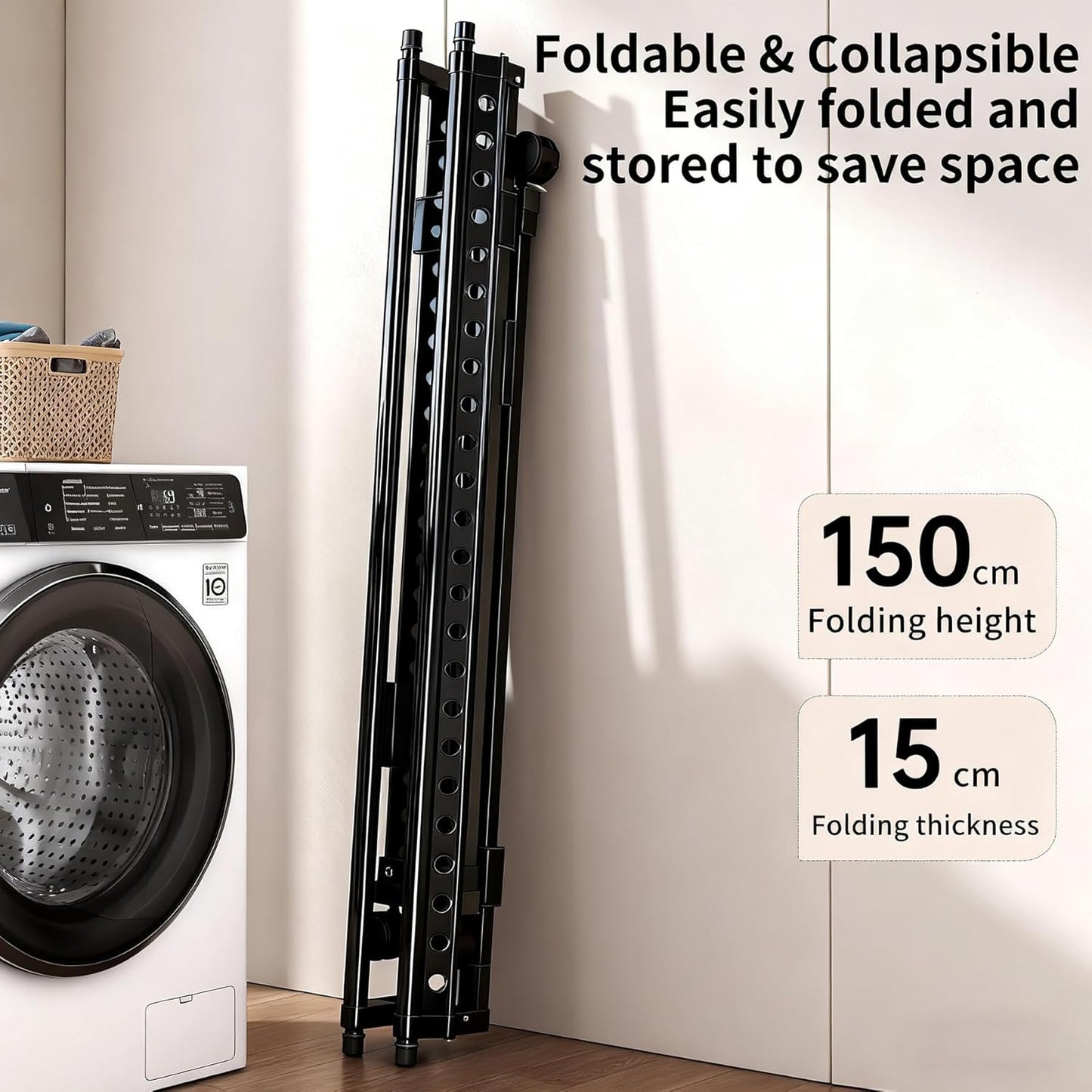 Heavy Duty Rolling Clothing Rack with Wheels, Portable Double Rod Metal Garment Rack, Clothes Drying Hanging Organizer for Closet, Laundry, Storage, Freestanding Adjustable Coat Hanger, Black