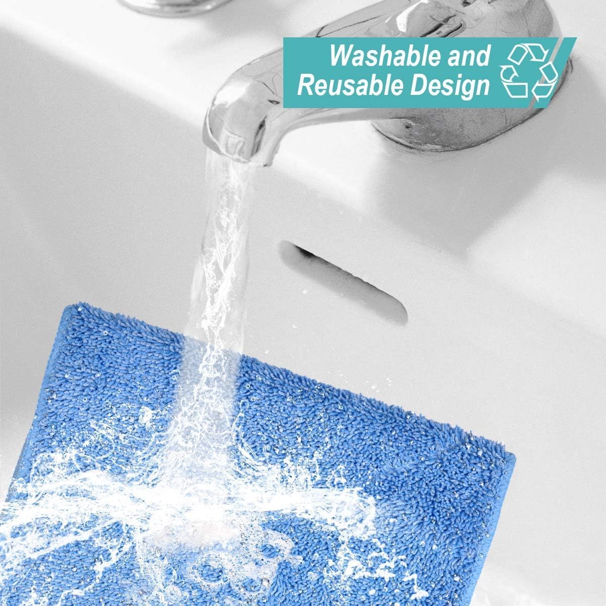 KEEPOW Microfiber Cleaning Cloth Compatible with MR.SIGA Professional Microfiber Mop for Hardwood, Wet & Dry Mopping Pads for Floor Cleaning, Pack of 3