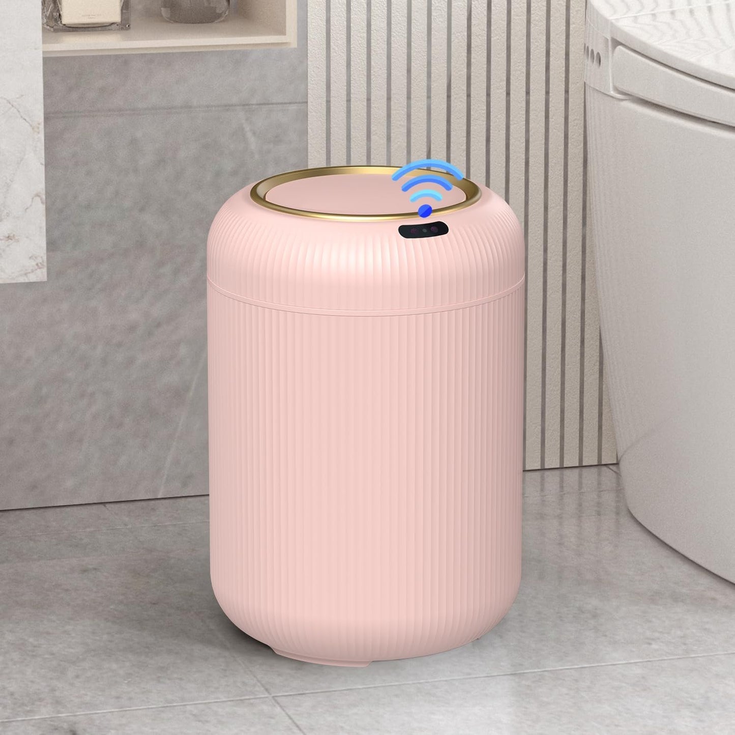 Smart Bathroom Trash Can with Lid，3 Gallon Bathroom Garbage Can Automatic Touchless，Motion Sensor Trashcan, Baby Diaper Trash Bin, Mini Pink Waste Basket for Bedroom, Kitchen, Restroom, Office