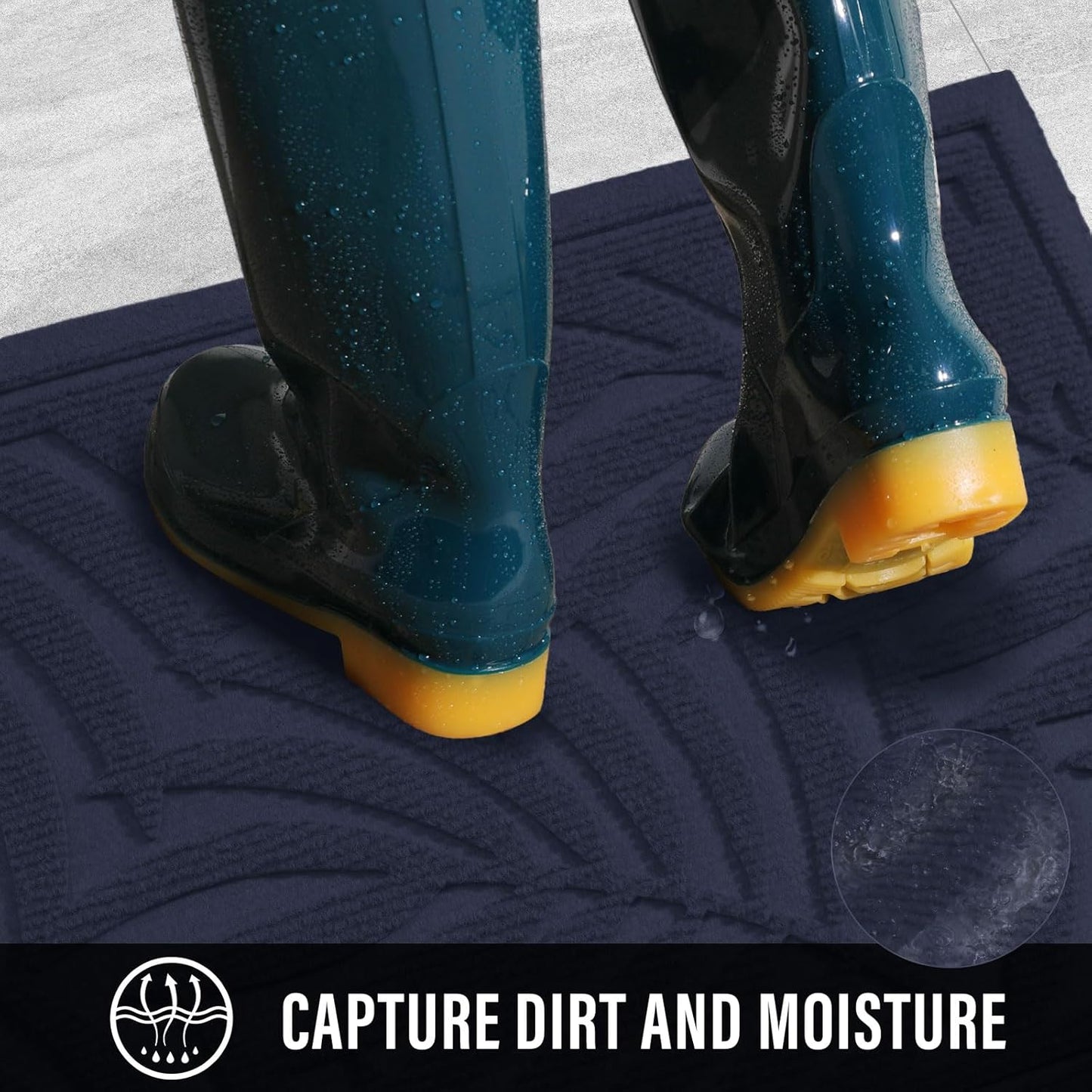 Front Door Mat, Absorbent Resist Dirt Welcome Door Mat Indoor Outdoor, Waterproof Doormat, Sturdy Non Slip Backing, Fade Resistant, Low Profile Entry Mat for Entryway, 29×17, Blue