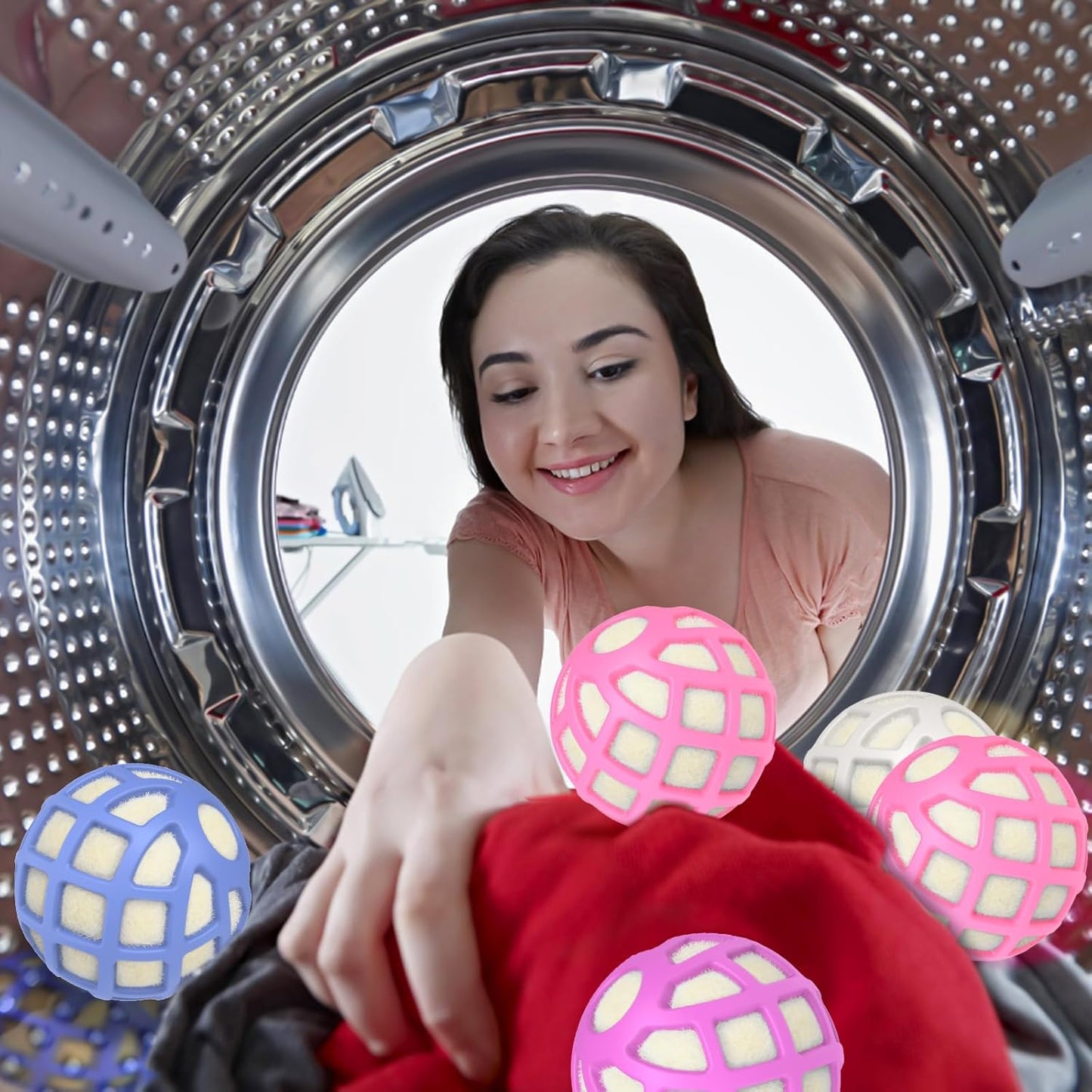 Dryer Balls – Patented Silicone Guard, Natural Wool Core, Super Anti-Tangle & Saves Drying Time, Reduces Static & Noise, Natural Fabric Softener, XL 3" (Pink Light Blue Lavender, Pack of 6)