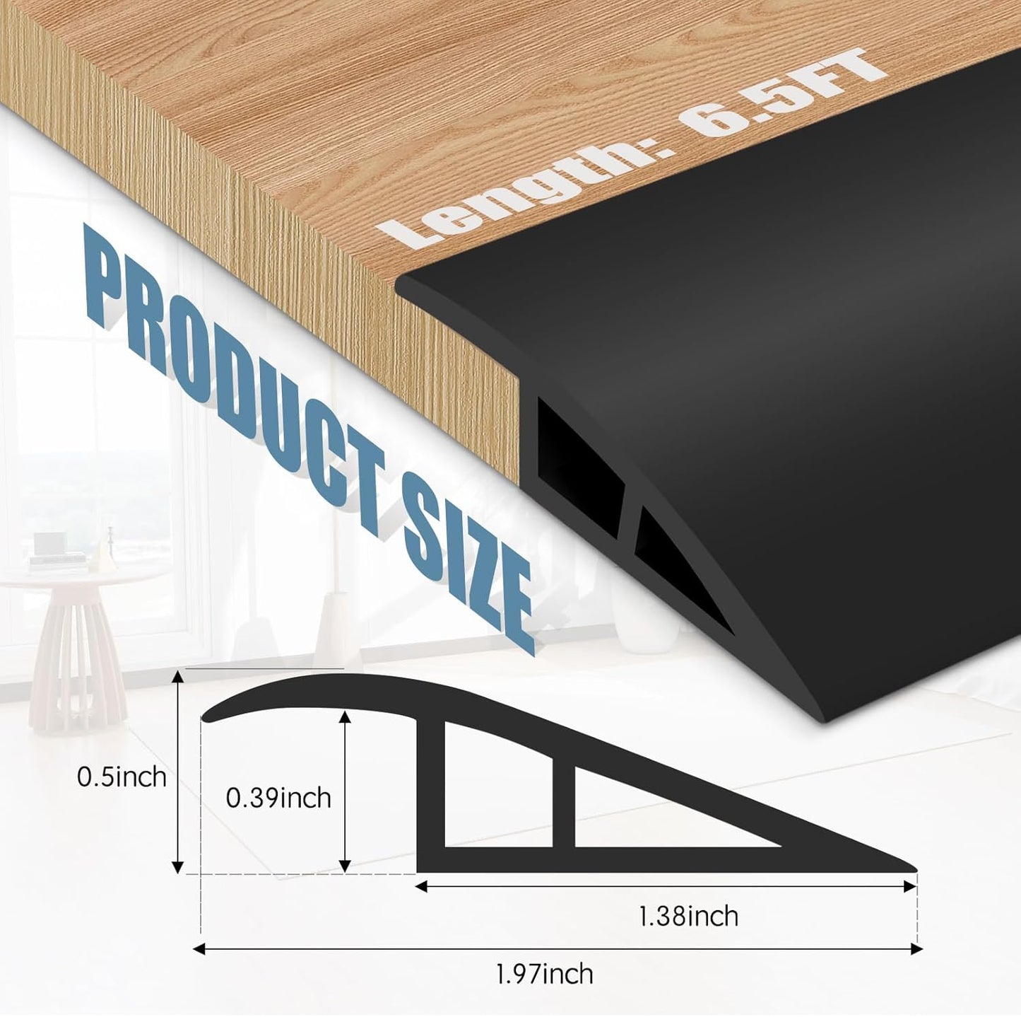 Floor Transition Strip Door Threshold 79" Floor Transition Reducer Trim on The Edges Threshold Strip Self Adhesive Suitable for Doorways, Tiles, Carpet