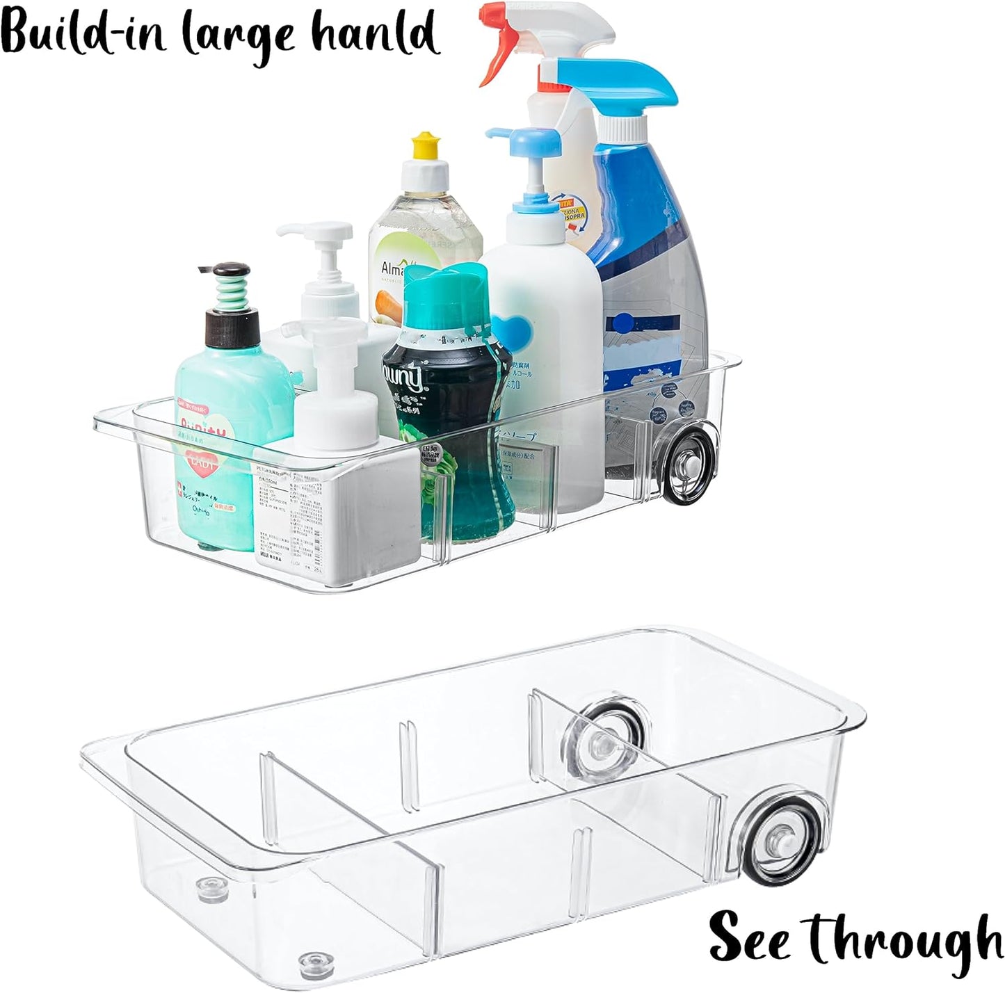 Fridge Organizer Bins With Wheels, 3 Pack Roll Out Refrigerator Organizers And Storage Refrigerator Drawer With Dividers, Upgrade Thick Plastic Pantry Storage Bins, Kitchen Organization