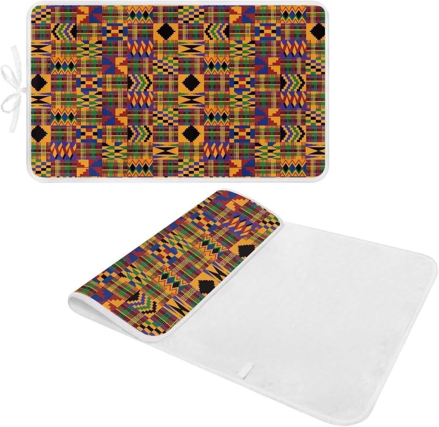 Ironing Mat Pad for Table Portable Travel Iron Blanket African Print Ironing Board Covers Tribal Pressing Mat Heat Press Pads 32x16 Inches,Yellow