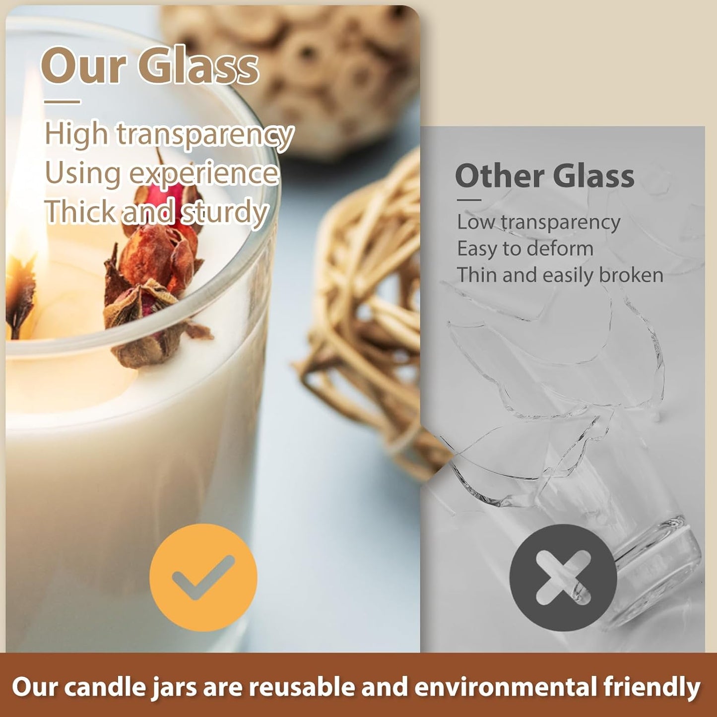 Thick Candle Jars for Making Candles 12 Pcs, 14 OZ Empty Jars with Wood Lids for Candle Making, Sample Container, Black