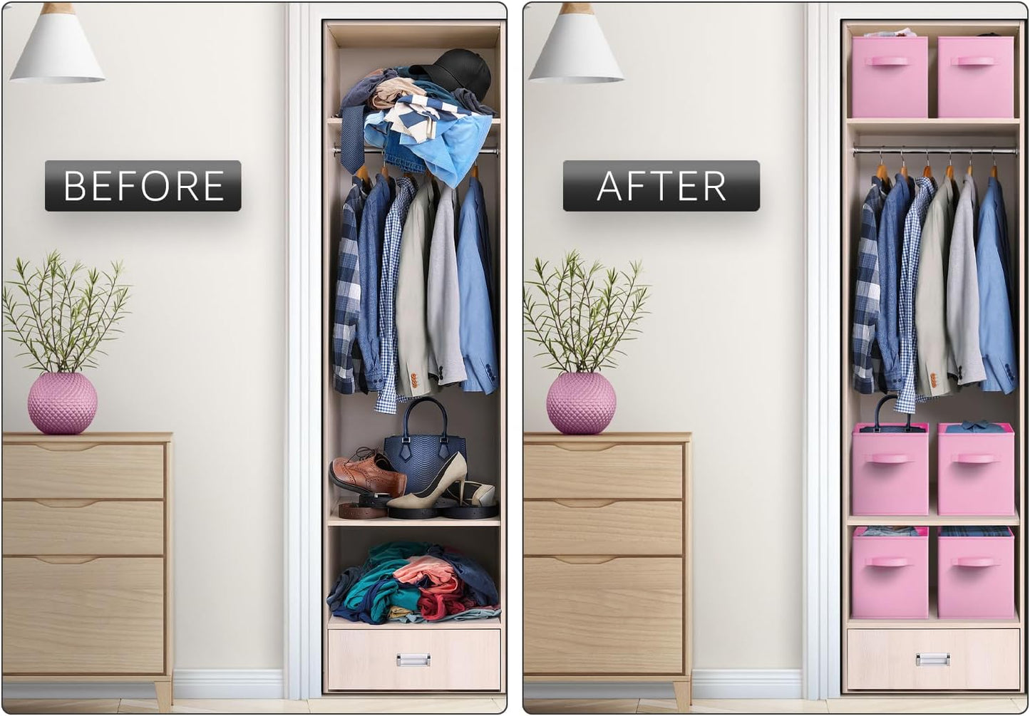 Sorbus 13 Inch Storage Bins - Sturdy Collapsible Fabric Storage Cubes with Handle - 8 Foldable Baskets for Organizing Clothes, Toys, Books - Storage Baskets for Shelves, Closets