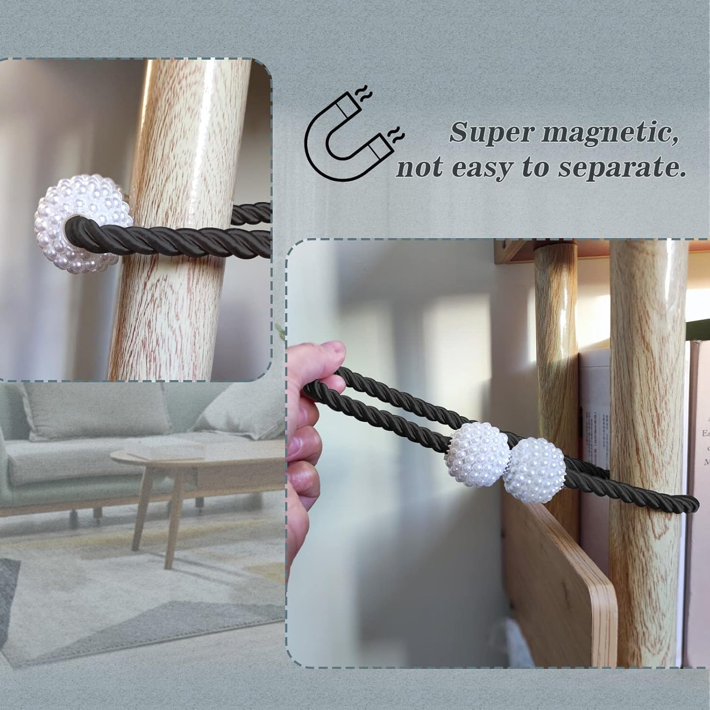 Hion Magnetic Curtain Tiebacks Golden 6 Pack, Curtain Tiebacks Buckles Holdbacks Holders Hooks Clip for Home Bedroom Office Decorative Thick or Thin Curtain