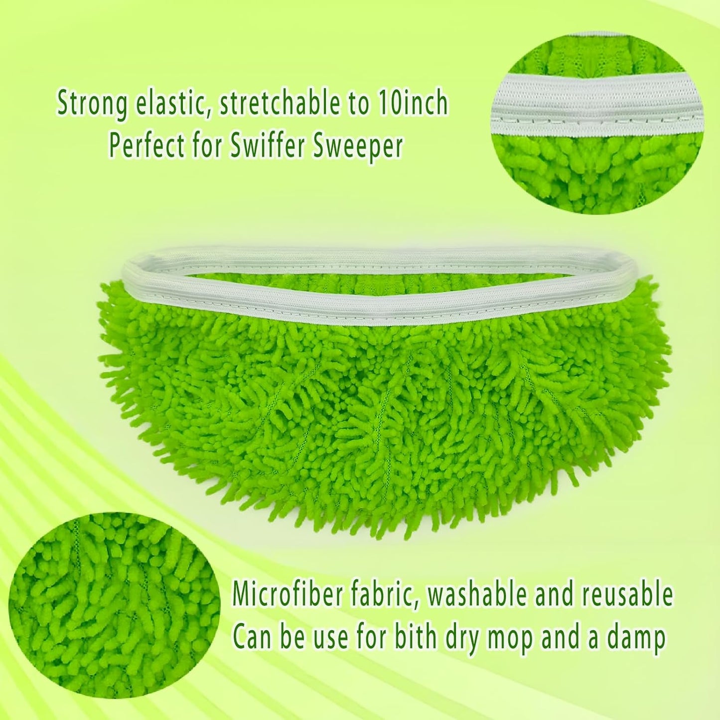 Reusable Microfiber Mop Pads Washable Wet Pads Compatible with Swiffer Sweeper Refills Pads for Wet & Dry Sweeping Cloths Mop Head Replacement for Household Cleaning (4PCS)