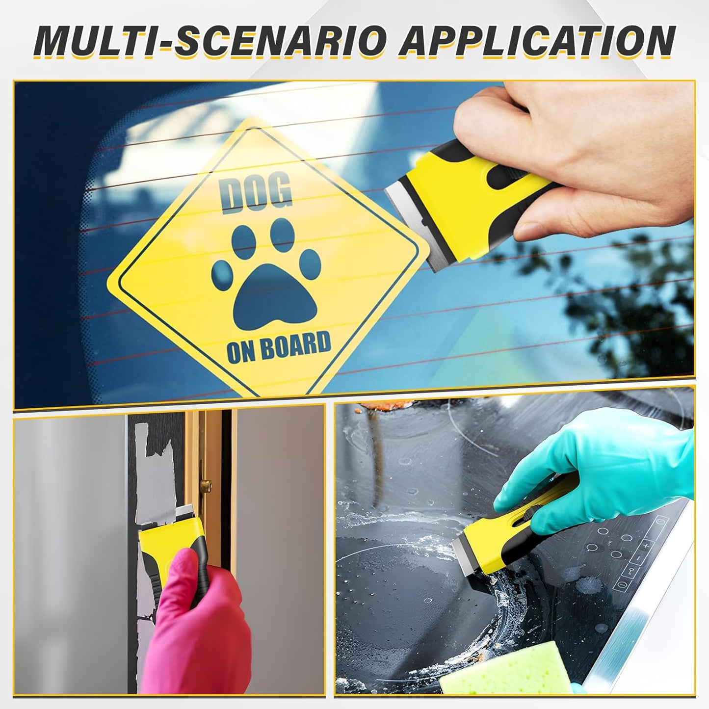 DIYSELF 2 Pack Razor Blade Scraper, Includes 10 PCS Additional Razor Blades, Streamlined Razor Scraper, Razor Blade Scraper Tool for Cooktop, Kitchen, Oven, Compact Glass Scraper for Paint, Sticker