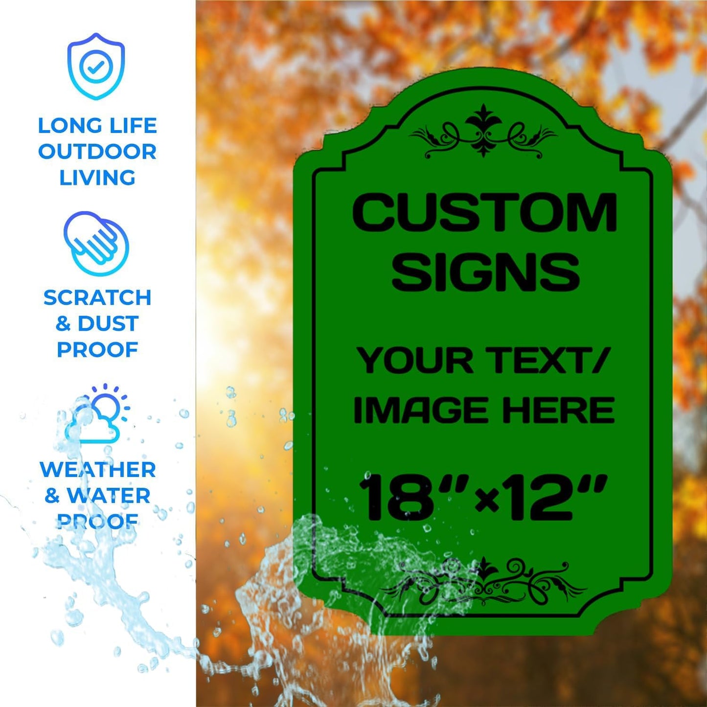 Personalized Aluminum Metal Signs - Weatherproof, Custom Text & Picture, Multiple Sizes - Hazard, Garden, Custom Door & Business Signs