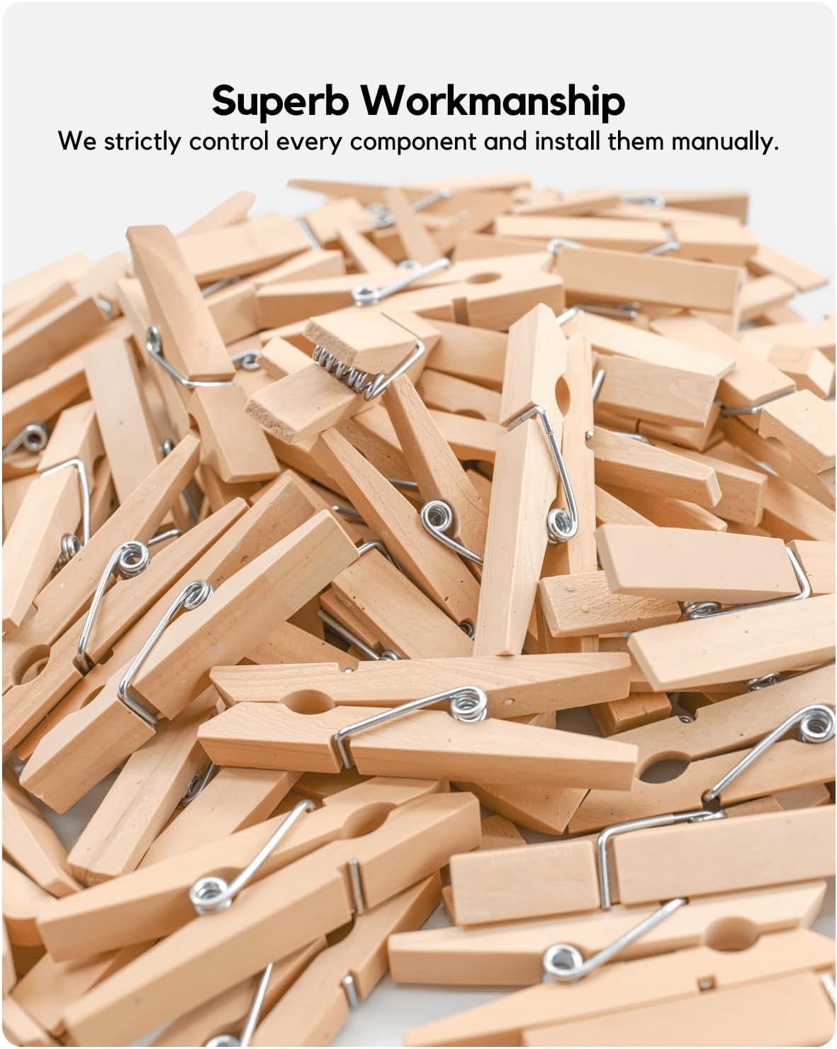 Clothes Pins Wooden Clothespins for Photo 1.77 Inch 50 PCS, Small Wood Clips Close Pin for Classroom Crafts Project Decorations Hanging Pegs 1 3/4"