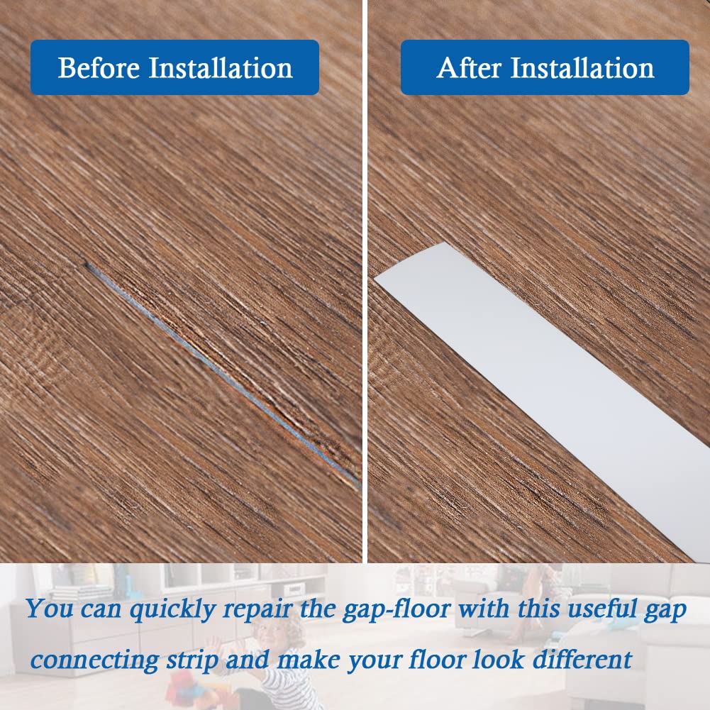 Floor Transition Strip Self Adhesive Floor Cover Strips Laminate 2" Wide Vinyl Flat Divider Transitions (5cm, 6.56Ft, White)