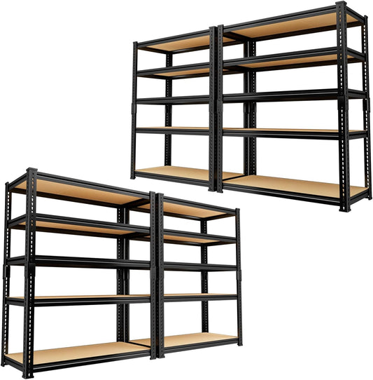 Garage Shelving, 4 PCS Storage Shelves Heavy Duty 2000 LBS Capacity, 5 Tier Adjustable Metal Organizer Wire Rack, 36" L x 18" W x 72" H Utility Shelf Unit for Kitchen Pantry
