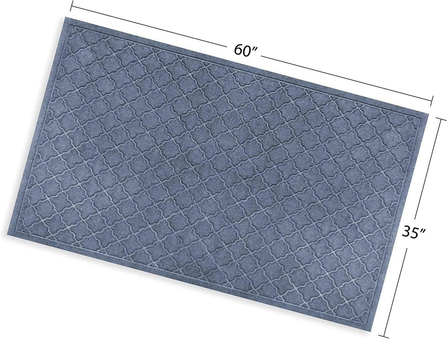 WaterHog Heavy Duty Doorway Mat, 3' x 5', Made in USA, Durable & Skid-Resistant Entryway Mat, Water-Trapping, Indoor/Outdoor Decorative Floor Covering, Cordova Collection, Bluestone