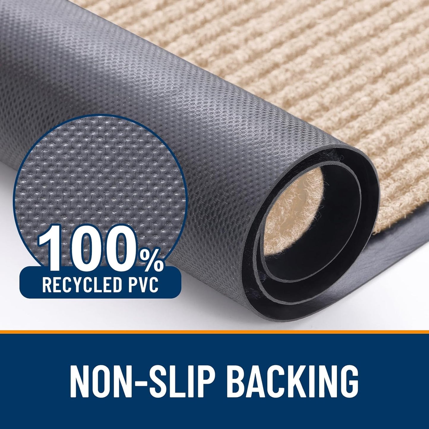 OLANLY Front Door Mat Indoor Outdoor Entrance, Waterproof Heavy Duty Doormat, Fade Resistant, Low Profile, Easy Clean Patio Porch Welcome Floor Mats for Entry, 33x21, Beige