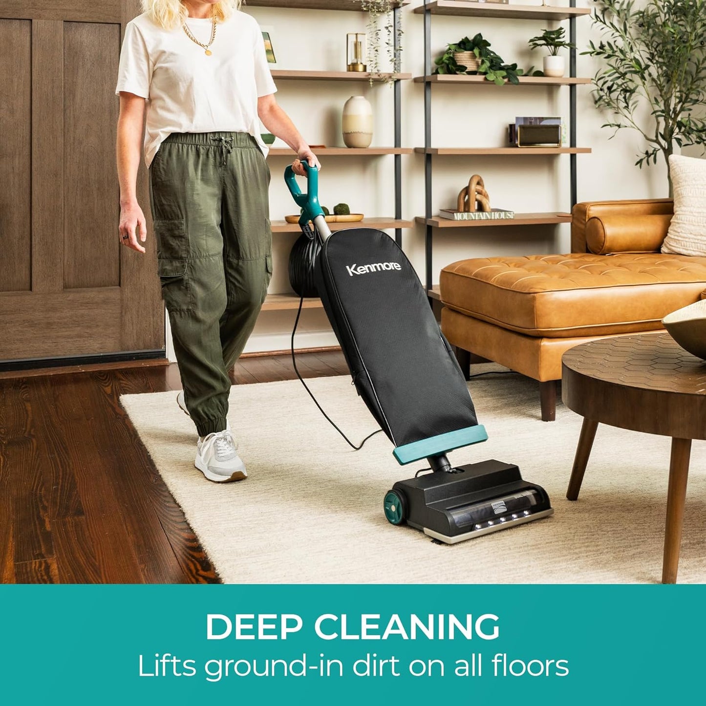 Kenmore BU1001 B200 Series Commercial Vacuum Cleaner Lightweight 14L Capacity Bagged Upright Vac with LED Headlight and 2-Speed Setting Powerful Suction for Pets, Carpets & Hard Floor