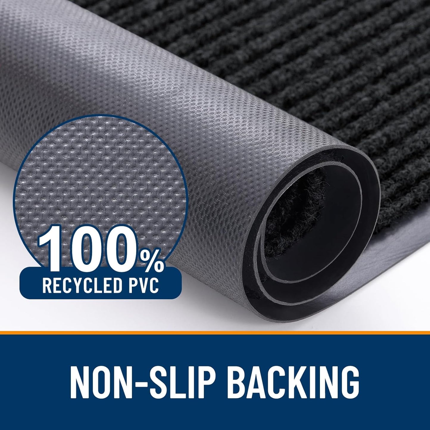 OLANLY Front Door Mat Indoor Outdoor Entrance, Waterproof Heavy Duty Doormat, Fade Resistant, Low Profile, Easy Clean Patio Porch Welcome Floor Mats for Entry, 59x23, Black