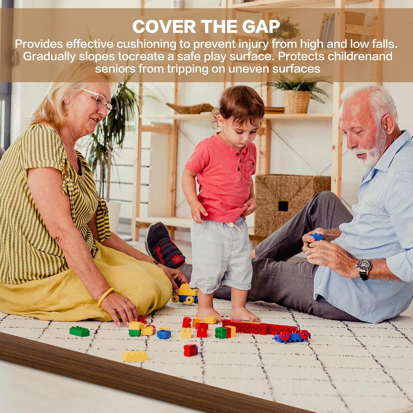 Floor Transition Strip Vinyl Door Threshold Ramp Self Adhesive Carpet Edging Strip Doorway Edge Trim, Overlap Edge Reducer for Laminate Carpet, Floor, Tile (Brown Wood Grain, 2/5" to 3/5", 3.3Ft)