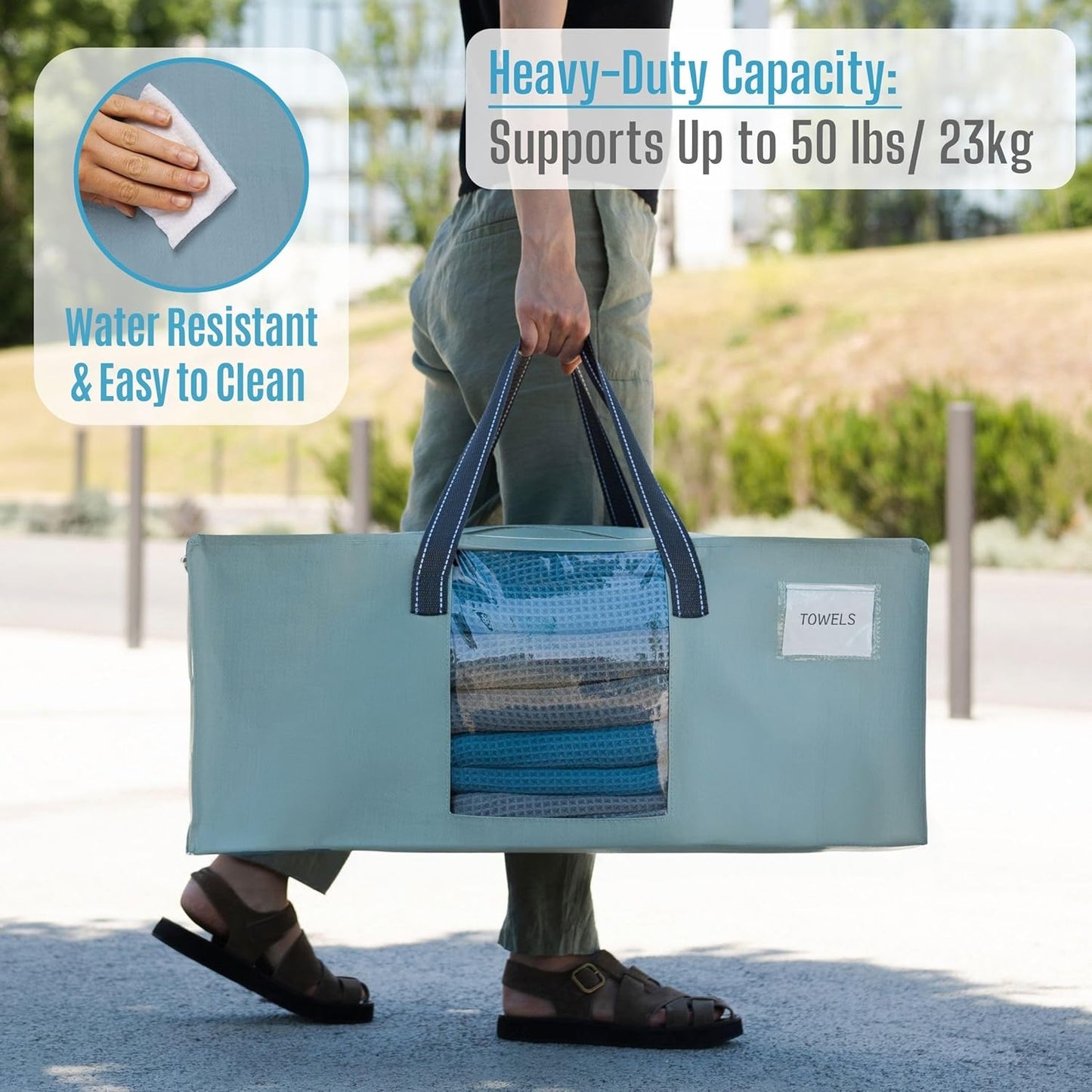 VENO 2 Pack Moving Bags for College, Heavy-Duty Storage Totes, Moving Boxes and Wardrobe Packing Supplies Alternative - Extra Large Durable Laundry Bags for Clothes (Light Blue Matte, 2 Pack)