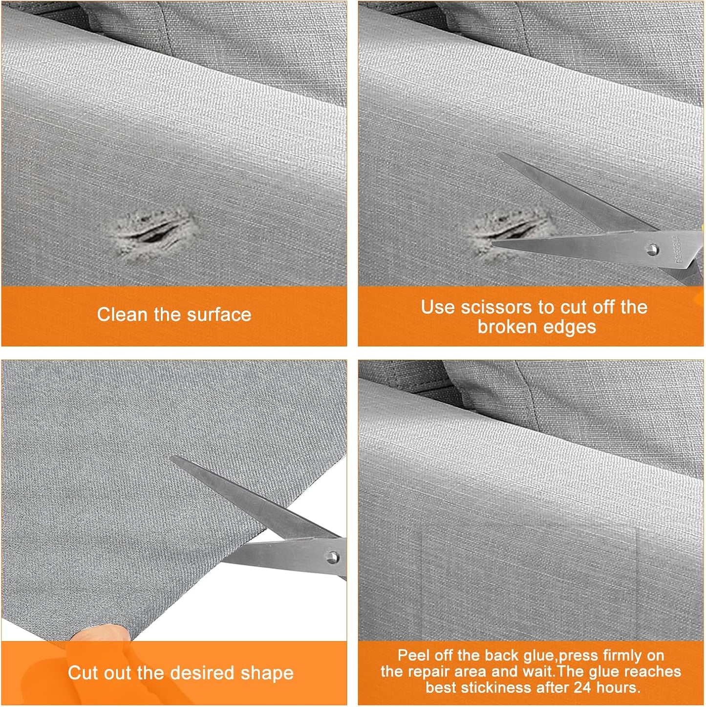 Repair Patches Repair Tape Self-Adhesive DIY Repair Patch Linen Gear Patch for Sofa, Furniture, Chair, Clothing,Tents,3.5x79 Inch,Deep Grey