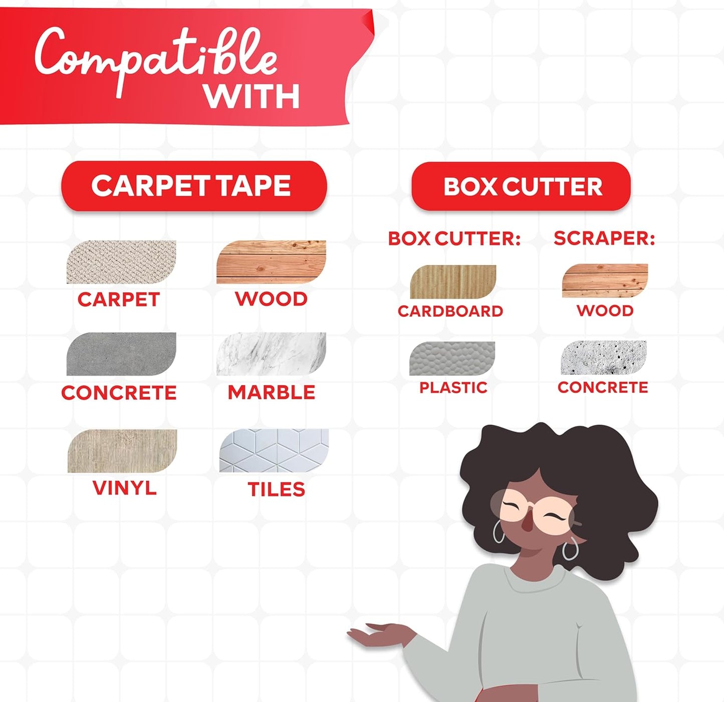 XFasten Double Sided Carpet Tape for Area Rugs, 2 Inch x 10 Yards w/Mini Cutter – Heavy Duty Anti Slip Rug Grip Tape, Works as Rug Gripper, Wood Safe, Easy Removal for Hardwood and Laminate Floors