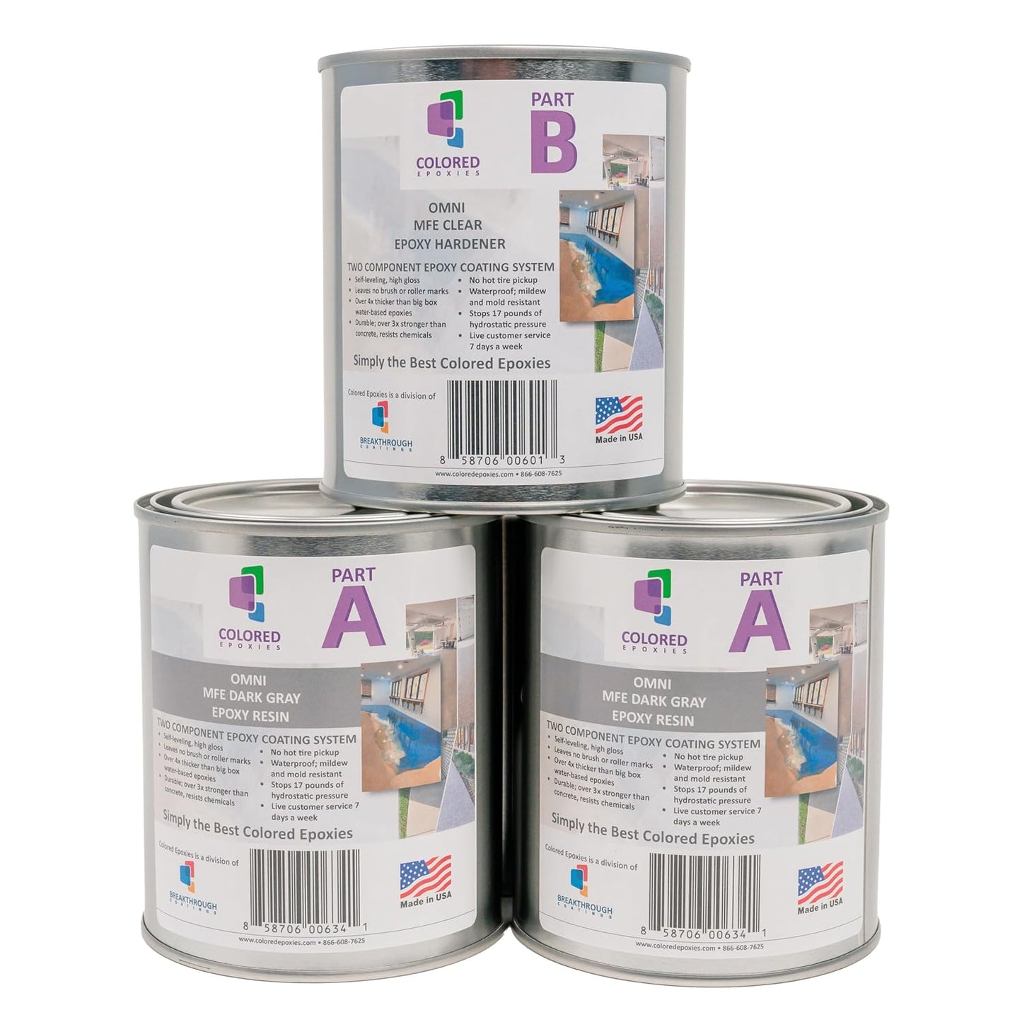 Coloredepoxies 10007 Dark Gray Epoxy Resin Coating Made with Beautiful and Vibrant Pigments, 100% solids, For Garage Floors, Basements, Concrete and Plywood. 3 Quart Kit