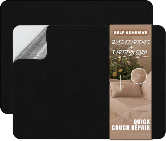 Azobur Fabric Couch Repair Patch 8.3 x 11 inches,Self-Adhesive Fabric Repair Patch for Furniture,Handbag,Sofa,Car Seats-(Black)