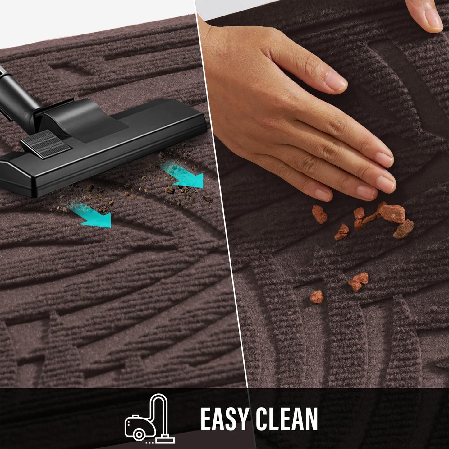 Front Door Mat, Absorbent Resist Dirt Welcome Door Mat Indoor Outdoor, Waterproof Doormat, Sturdy Non Slip Backing, Fade Resistant, Low Profile Entry Mat for Entryway, 29×17, Coffee