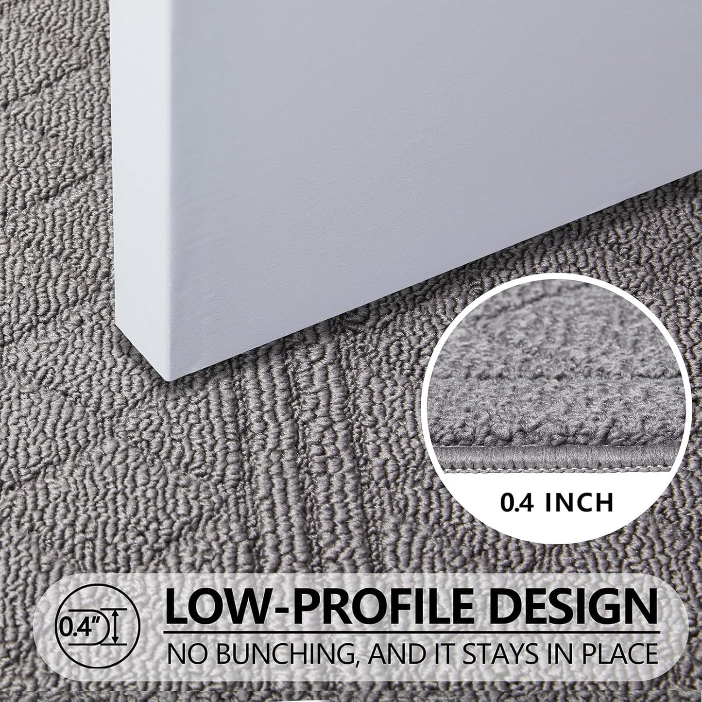 REFETONE Indoor Doormat, Front Back Door Mat 24"x36" Absorbent Rubber Backing Non Slip Door Mats, Low-Profile Resist Dirt Rugs, Machine Washable Door Rug Inside Floor Mat for Entryway, Light Grey