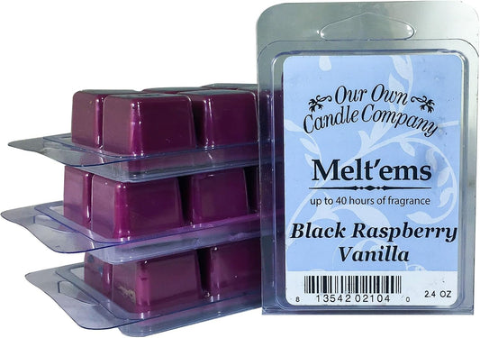Our Own Candle Company Premium Wax Melt, Black Raspberry Vanilla, 6 Cubes, 2.4 oz (4 Pack)