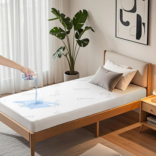 Waterproof Mattress Protector, Twin XL Size Mattress Pad Fitted 6-15" Deep Pocket, 3D Air Fabric Bed Mattress Cover Noiseless Washable for College Dorm