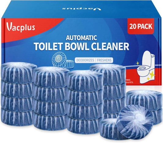Vacplus Toilet Bowl Cleaners - 20 Pack Long-Lasting Toilet Cleaner Tablets, Prevent Stains & Deodorize, Blue