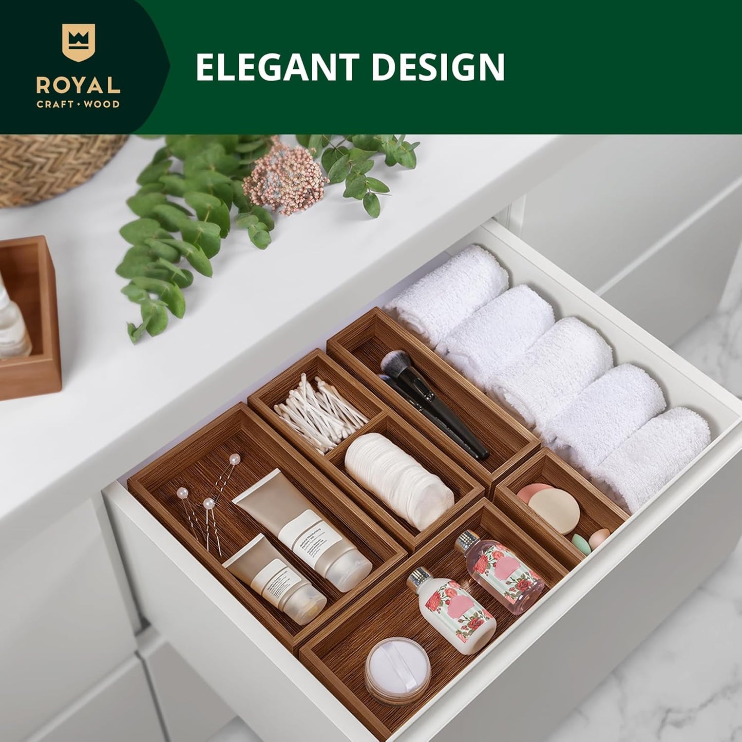 ROYAL CRAFT WOOD Premium Carbonized Bamboo Sticky Note Holder – Elegant & Durable Post-It Note Dispenser for Office Desk Organization