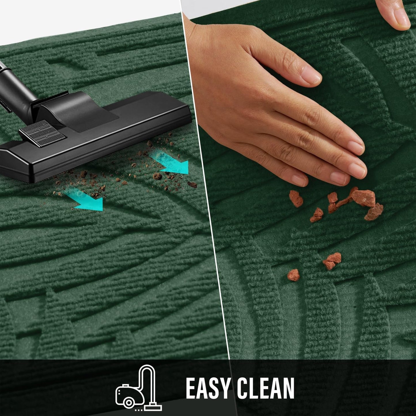 Front Door Mat, Absorbent Resist Dirt Welcome Door Mat Indoor Outdoor, Waterproof Doormat, Sturdy Non Slip Backing, Fade Resistant, Low Profile Entry Mat for Entryway, 29×17, Green