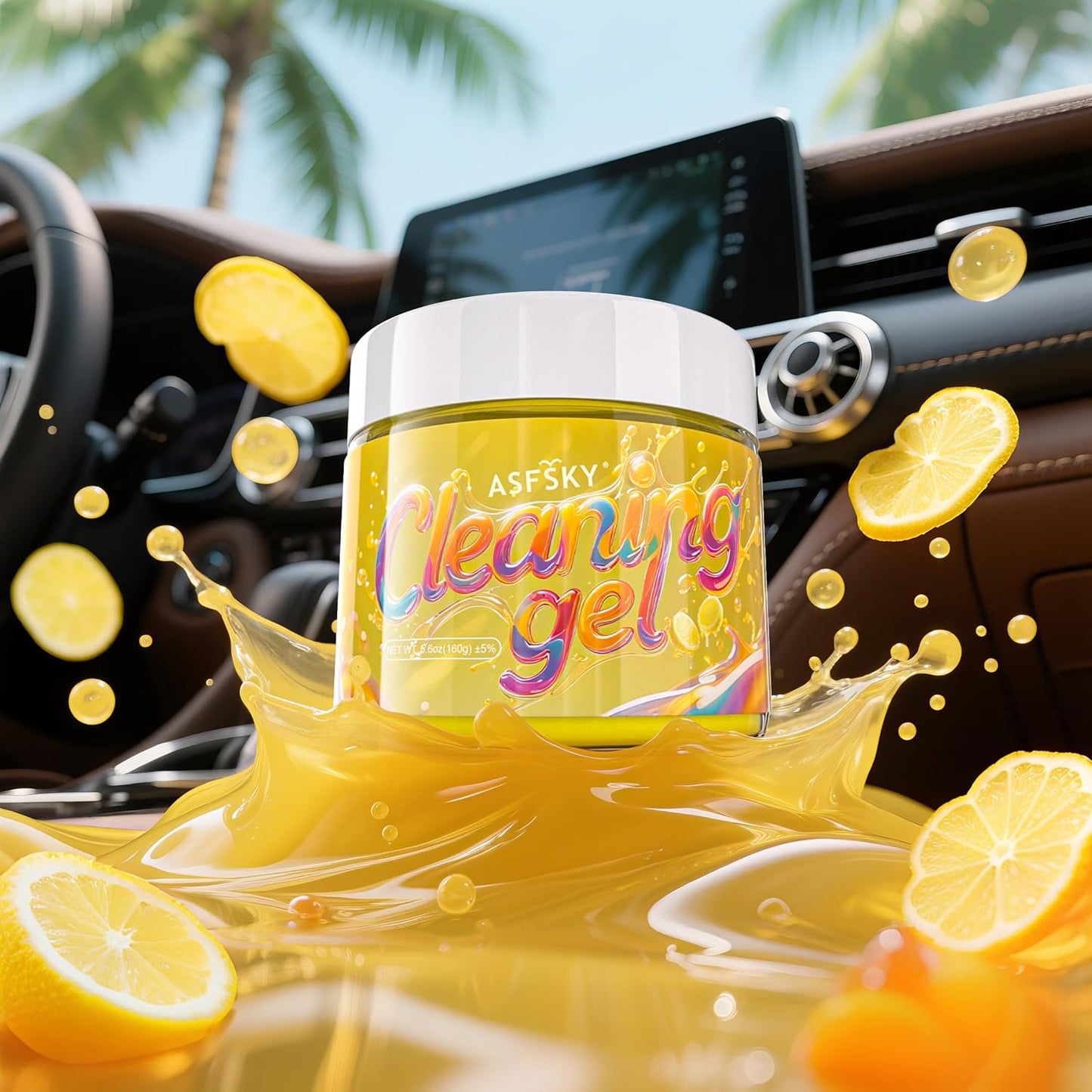 ASFSKY Car Cleaning Gel (Yellow,Lemon) Cleaning Putty Universal Dust Cleaning Car Interior Cleaner Keyboard Dust Remover Car Slime Gifts for Men Women Girl（1 Pack）