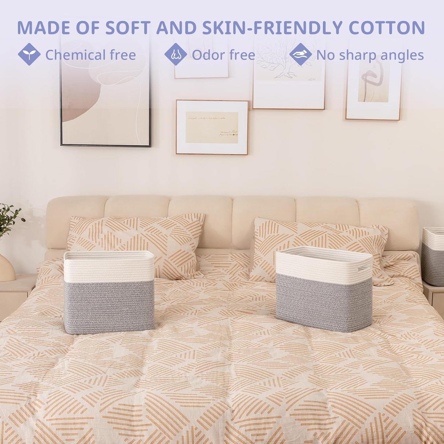 OIAHOMY Storage baskets for Shelf, Toy Storage Basket, Collapsible Storage Bins, Blanket Basket Living Room, Closet Storage for Bedroom, 15 x 9.8 x 11.8 Inches-Pack of 2-Grey, FSB-H-P-01