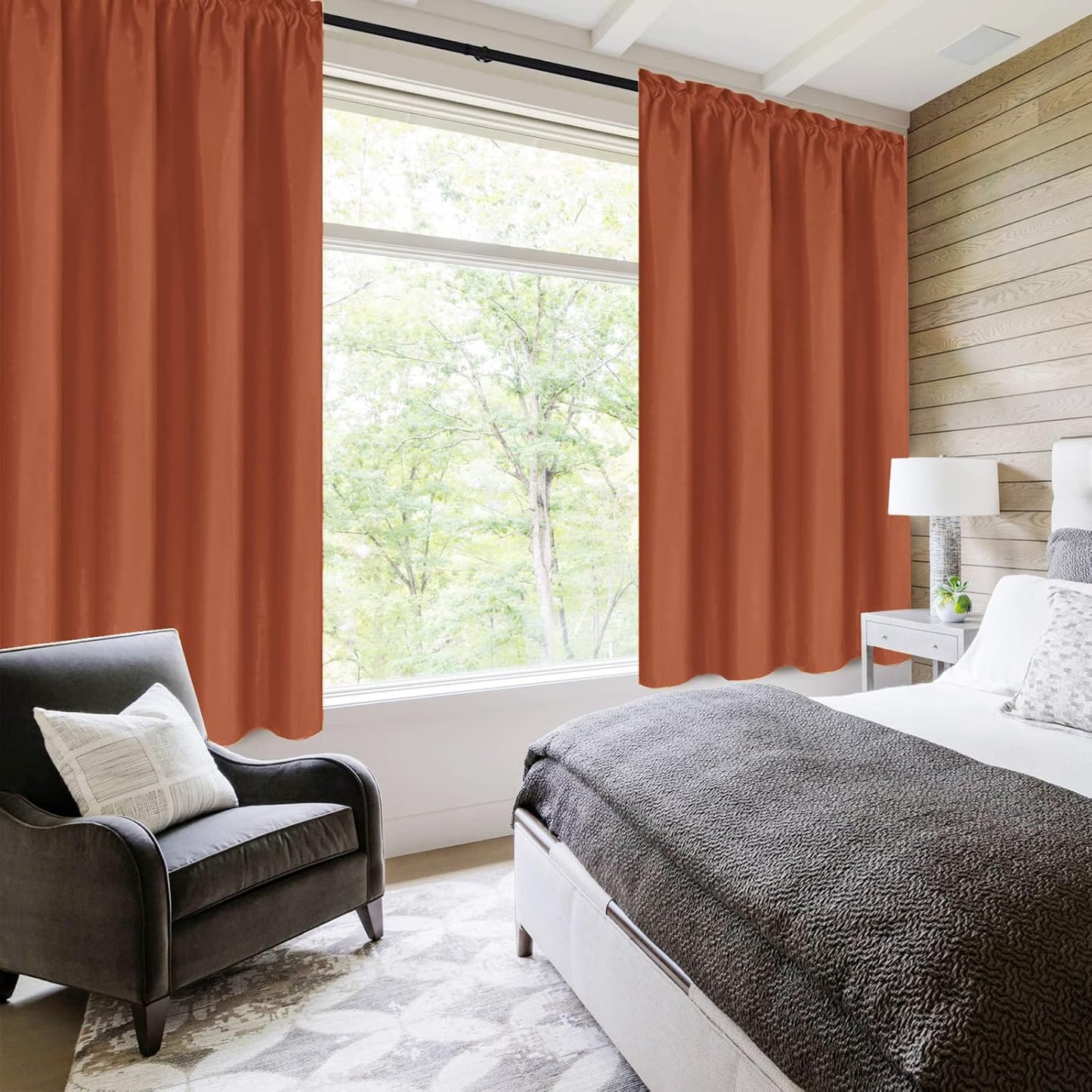 DWCN Blackout Curtains Thermal Insulated, Energy Saving & Noise Reducing Bedroom and Living Room Curtains, Burnt Ochre, W 38x L 63 Inch, Set of 2 Rod Pocket Curtain Panels