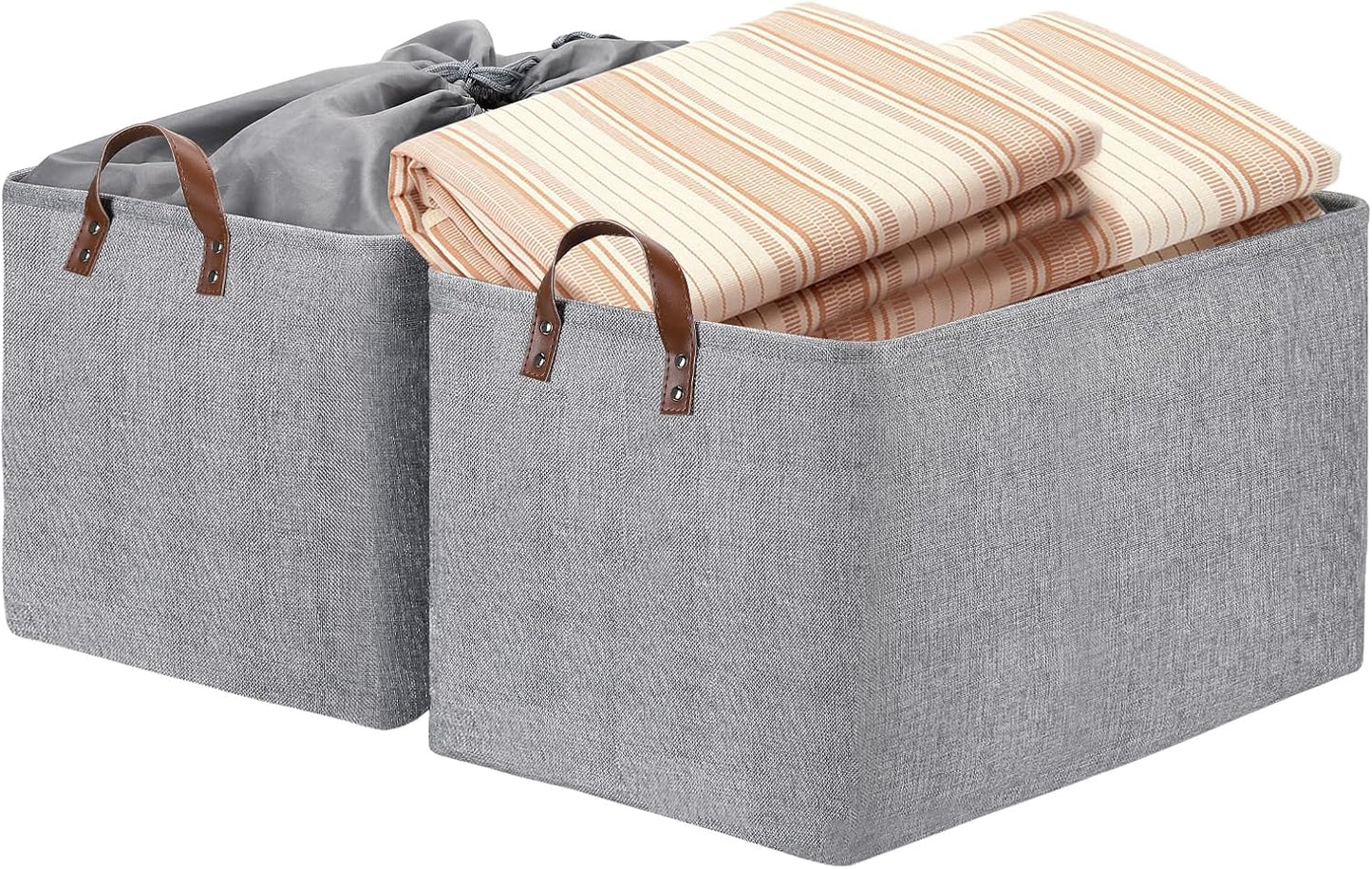 DULLEMELO Large Grey Storage Baskets 70L Oversized Dog Toy Bin Basket, Collapsible 22" X 15" X 13" Extra Large Fabric Baskets for Storage Clothes, Toys, Blankets Organizers (Grey)