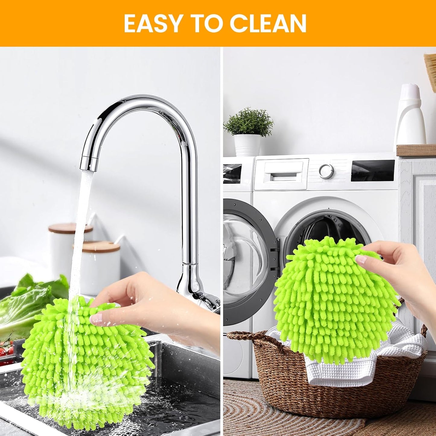 Mop Heads Replacements for OCedar RinseClean 2 Tank Spin Mop System, Mop Replace Head with 2 Chenille Mop Pads,1 Scrub Brush, and 1 Mop Base Set Combo