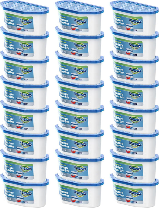 Moisture Absorbers, 24 Pack, Compact Dehumidifier for Closet, Efficient Humidity Absorber Boxes, Moisture Absorber for Closet, Odor Eliminator with Fragrance Free, Blue, 6.4oz, 300ml