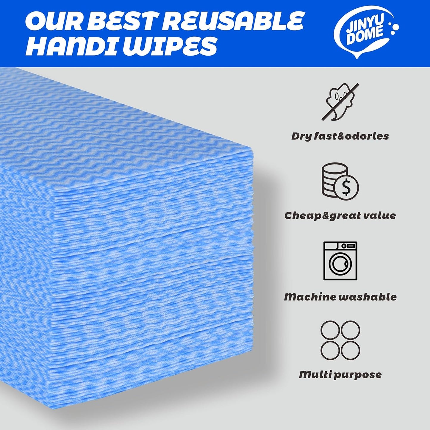 Handi Wipes Reusable Cloths, Blue Disposable Kitchen Cleaning Towel Roll, Heavy Duty J Cloth,50 Count