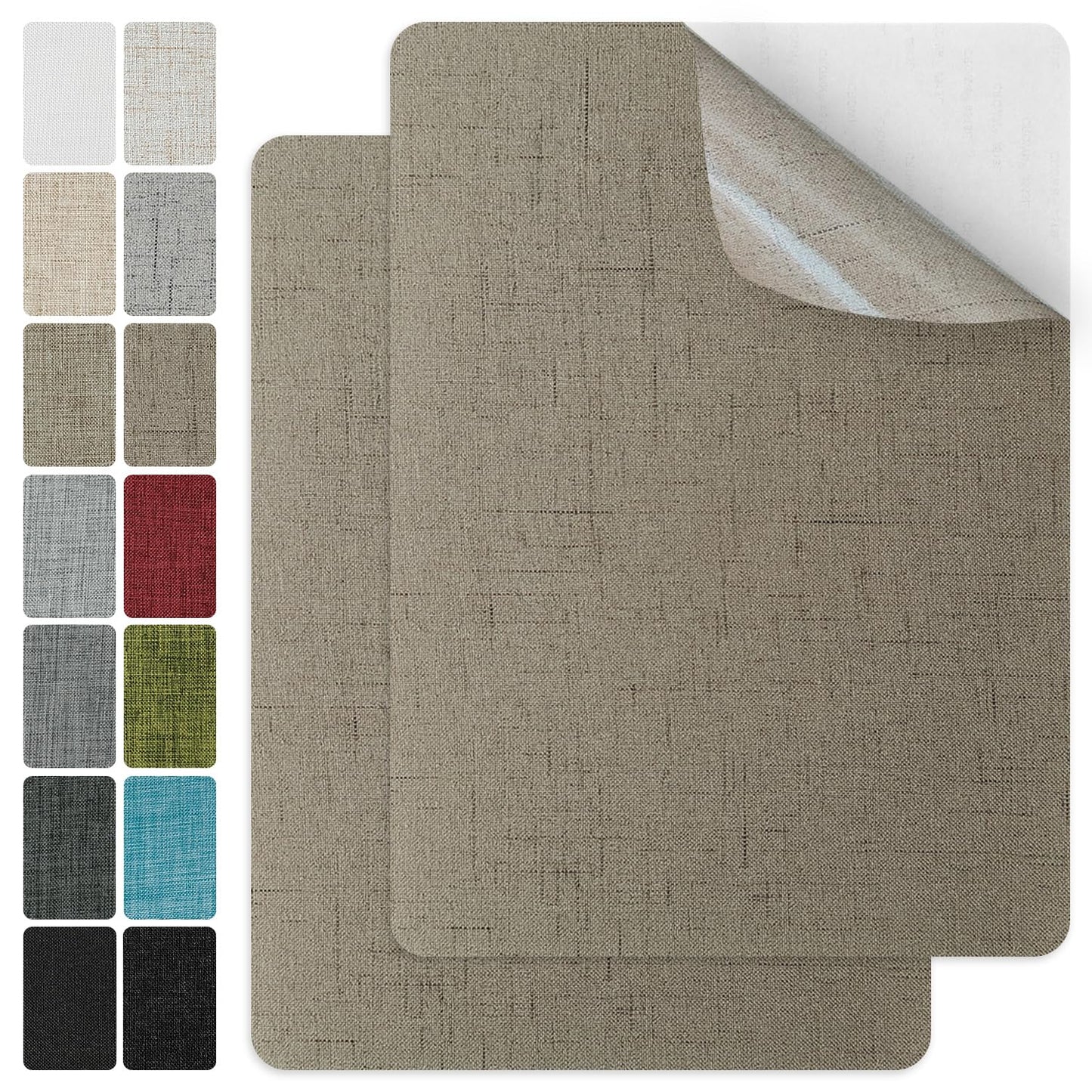 J.CARP 2Pcs Linen Repair Patches, Large Self-Adhesive Fabric Patch for Sofas, Couch, Furniture, Car Seats (8 * 11 inches-2PCS Floral Khaki)